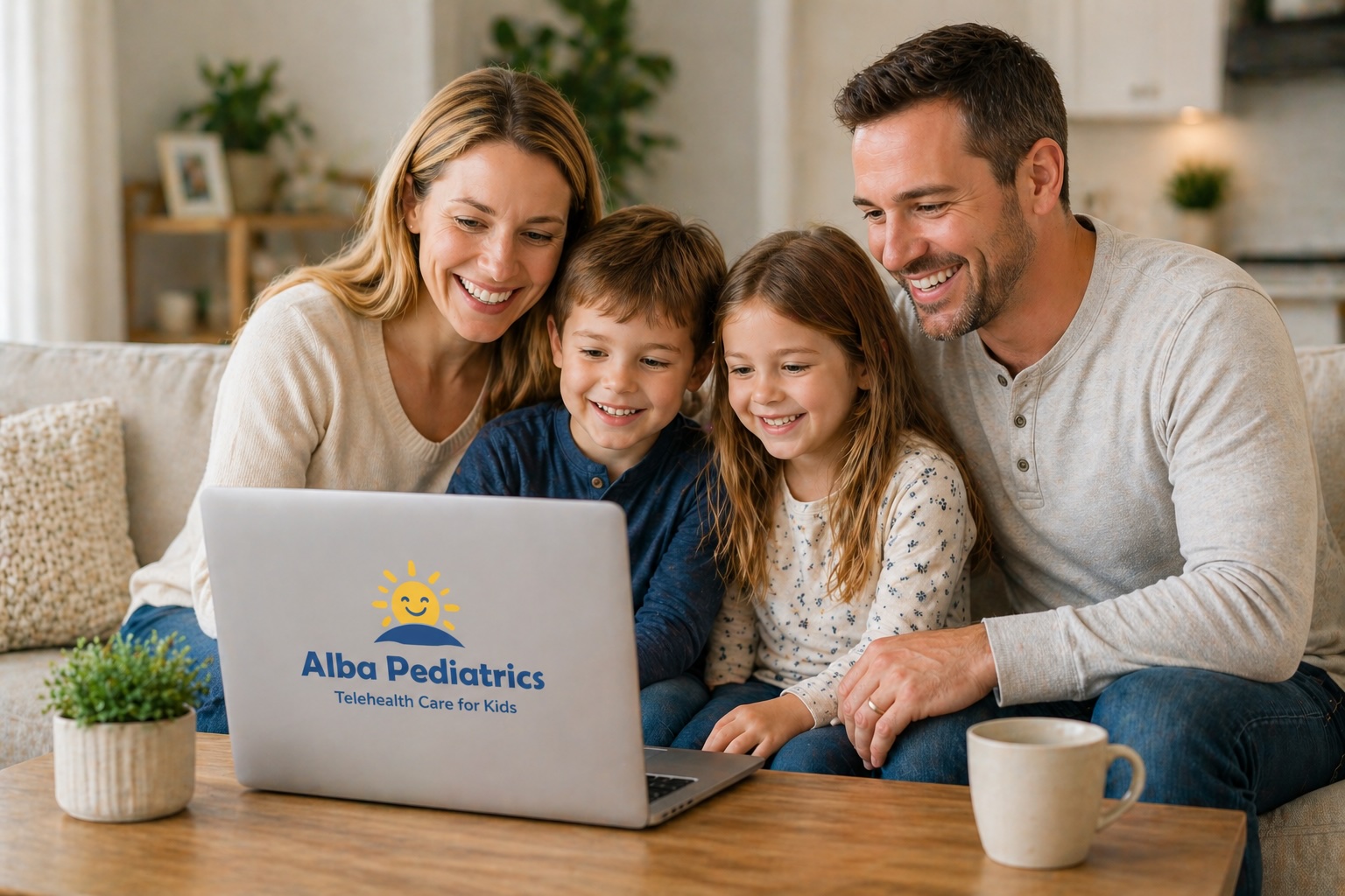 Family using pediatric telehealth for the Family Plan